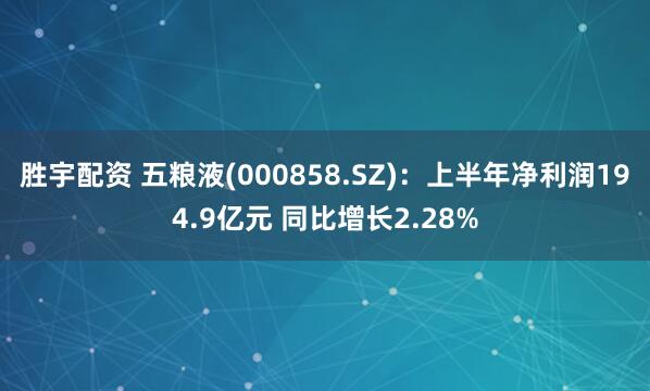 胜宇配资 五粮液(000858.SZ)：上半年净利润194.9亿元 同比增长2.28%